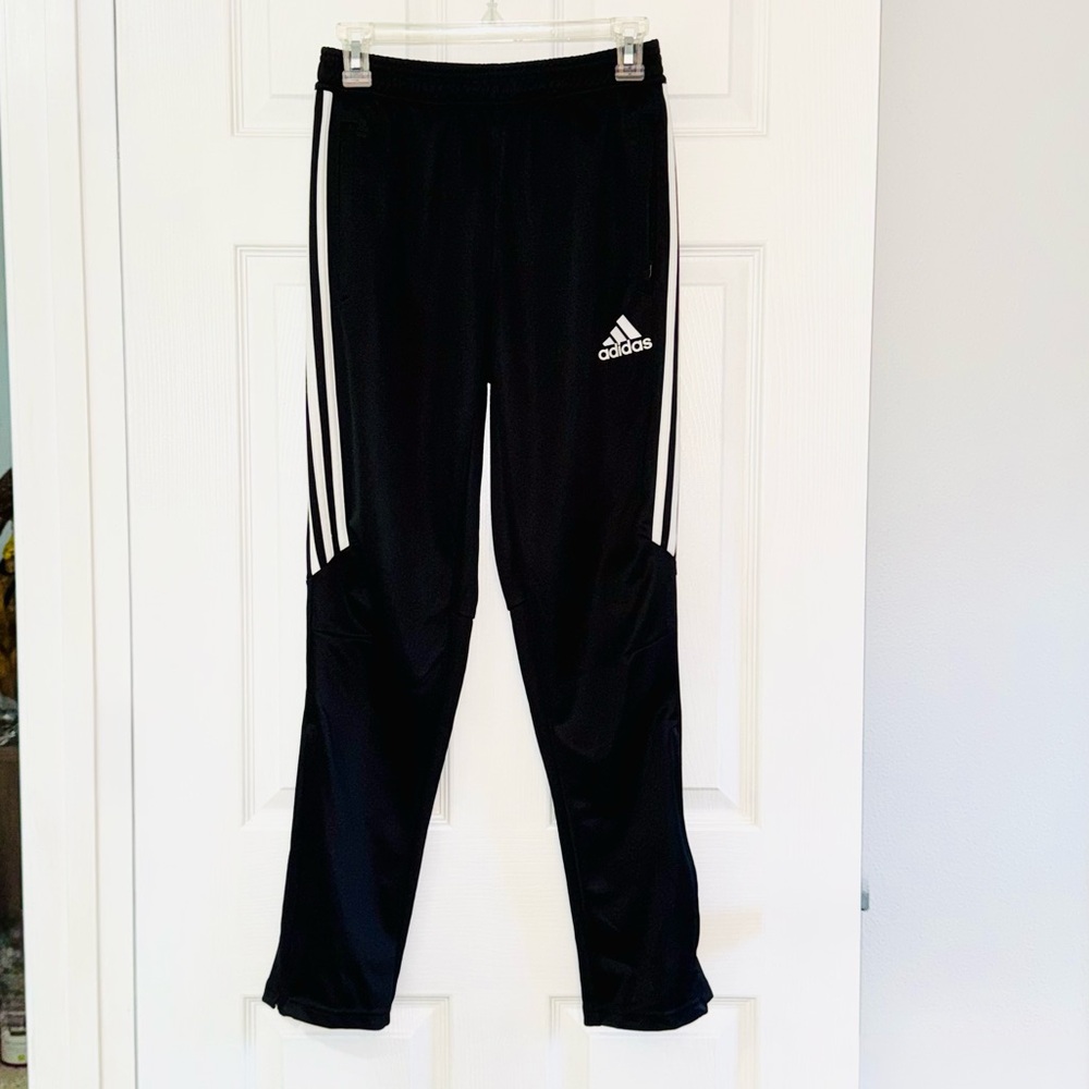 Adidas Boys Climacool Soccer Training Track Pants Black Size L 13-14 Zip Ankle